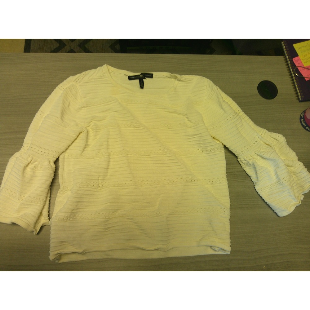 White House Black Market Sweater Womens Small Cream Excellent Bell Sleeve Knit‎